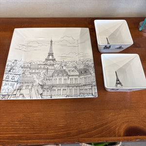 Paris - Square Platter w 2 Dip Bowls