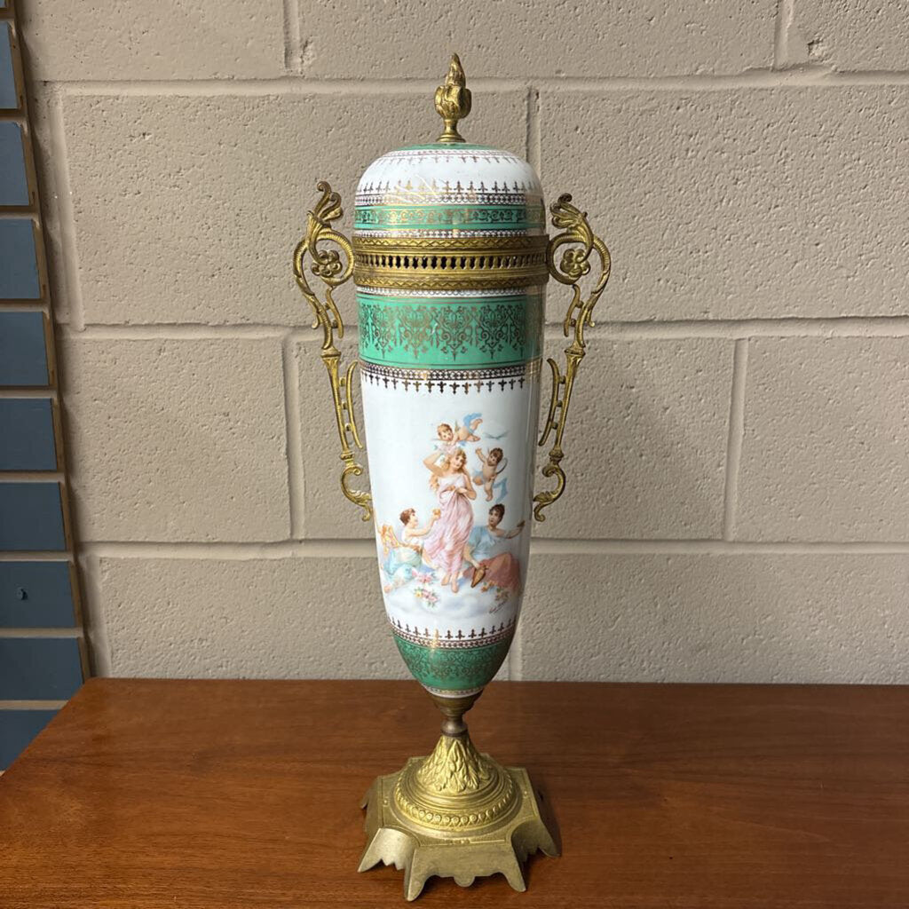 19th Century Hand-Painted Sevres Porcelain Pot Pourri Urn
