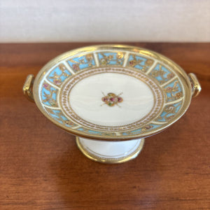 Turquoise and Gilded Sevres Porcelain Pedestal Candy Dish