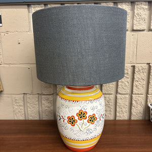 Talavera Ceramic Colourful Table Lamp w Grey Shade