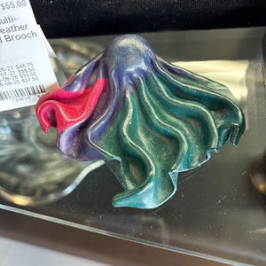 Vintage Multi-Coloured Leather Manipulated Brooch