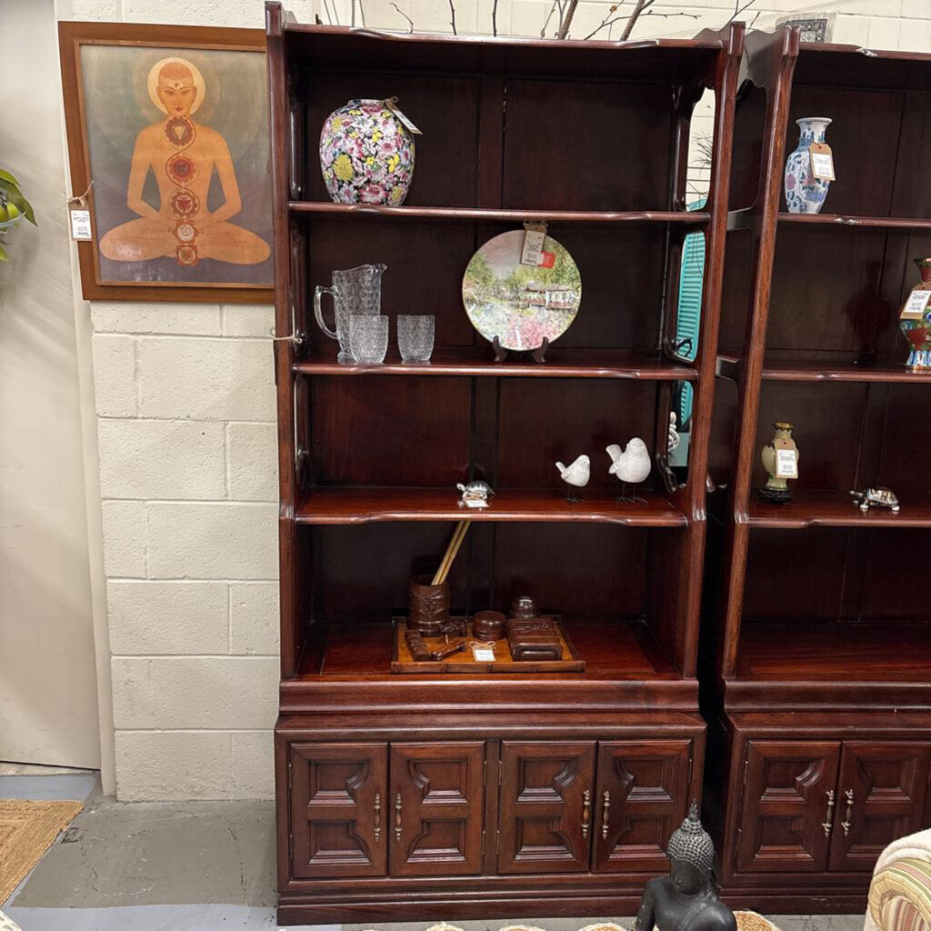 Rosewood Bookcase w Lower Cabinets (2pc)
