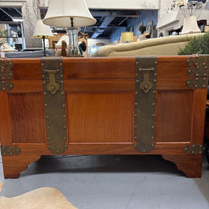 Jhangimal MCM Rosewood Chinese Storage Chest w Brass Straps