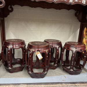 Rosewood w Mother of Pearl Barrel Stools - Set of 4