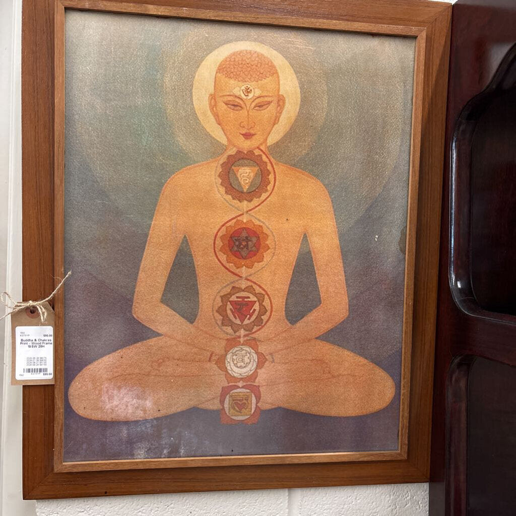 Buddha & Chakras Print - Wood Frame