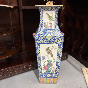 Vintage Chinese Famille Rose Porcelain Vase (square)