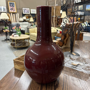 Narrow Neck Oxblood Glass Vase