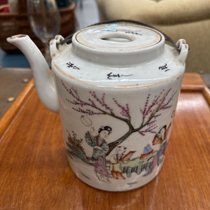 Vintage Chinese Famille Rose-Style Porcelain Teapot - Makers Mark