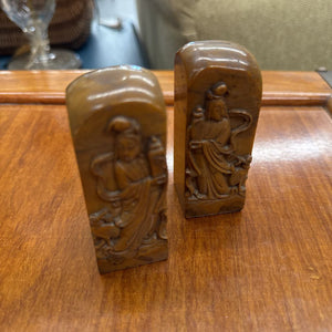 Chinese Carved Soapstone Seals - PAIR