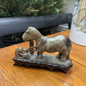 Mottled Jade Horse Figurine (success, promotion, good fortune)