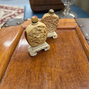 PAIR Vintage Carved Hornbill Snuff Bottles