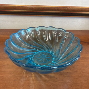 Vintage Hazel Atlas Blue Capri Seashell Bowl