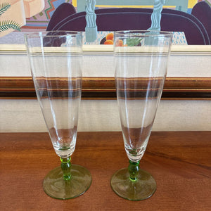 PAIR of Beer Glasses w Lime Base