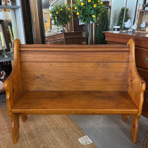 Vintage Church Pew with Scroll Arm