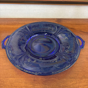 Hazel Atlas Royal Lace Cobalt Blue Serving Plate