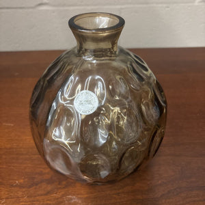 Vidrios San Miguel Amber Glass Vase w Thumbprint - 100% Recycled Glass