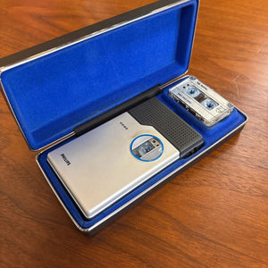 Vintage Philips Pocket Memo Special Dictation Recorder 1970's w Case and Micro Compact Cassette