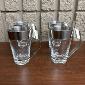 Set of 4 Villeroy & Boch New Wave Latte Cups w Metal Detailing