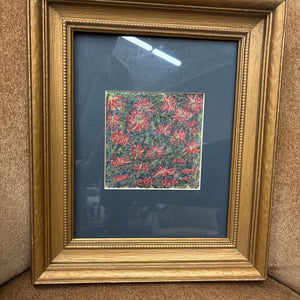 Original Pen and Ink Sketch Field of Red Flowers