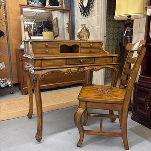 Writing Desk w Ornate Stenciling and Chair