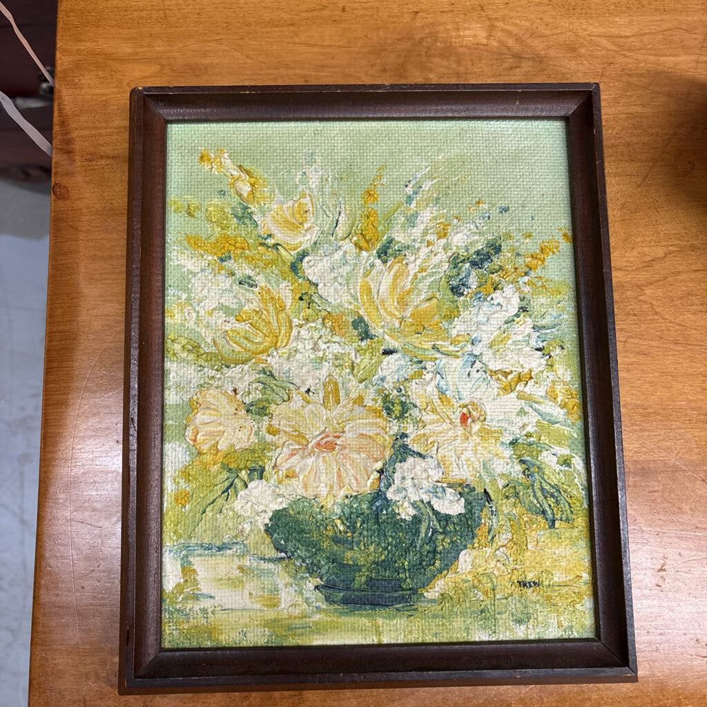 Impasto Bouquet of Yellow & White Blossoms
