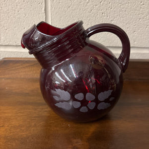 Vintage Red Glass Anchor Hocking Pitcher