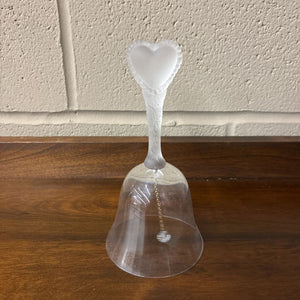 Vintage Crystal Glass Bell w Frosted Glass Handle