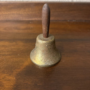 Antique Mini School Bell w Wooden Handle