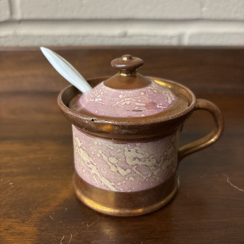 Ceramic Mustard Pot w Spoon