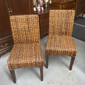 Pair of Barn Seagrass Rattan Woven Chairs