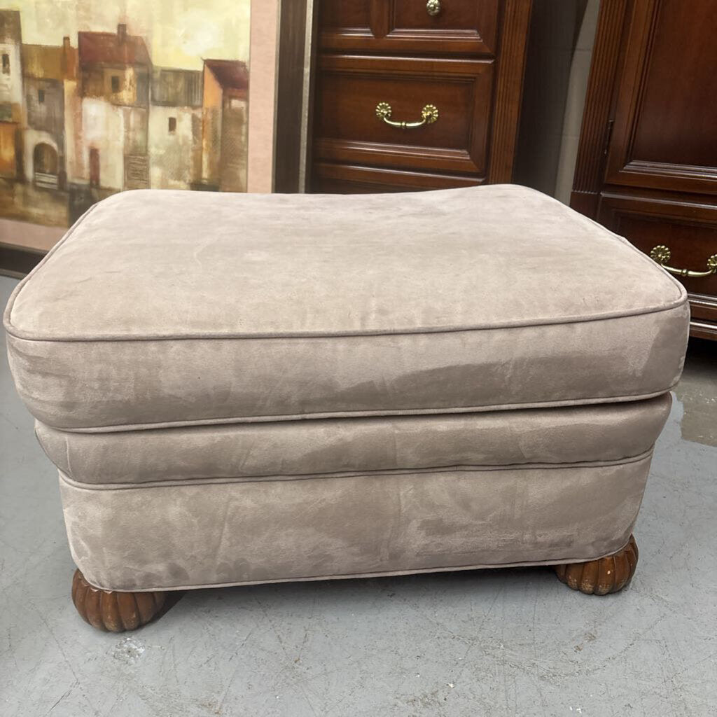 Beige Microfiber Ottoman