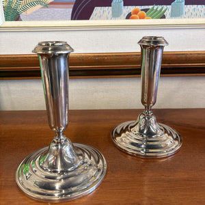 PAIR Silver Plated PRIMROSE Taper Candle Stick Holders