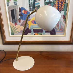 Adjustable Brass & White Enamel Table Lamp