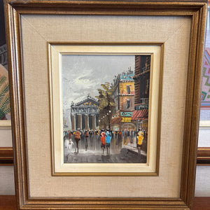 Vintage Framed Original Oil Painting Scene of Paris by Italian Impressionist Antonio De Vity
