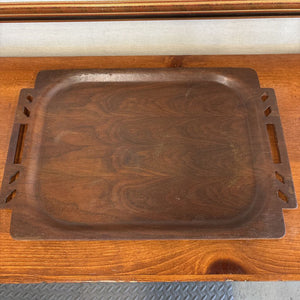 Vintage Solid Dark Walnut Beverage Tray