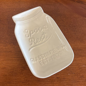 White Ceramic Mason Jar Spoon Rest