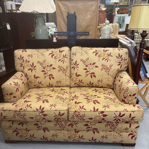 Yellow & Wine Floral 100% Cotton Fabric Love Seat - Joseph Brunetti Interiors