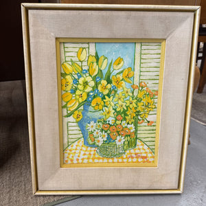 Florals in Yellow - Original Oil - Unknown Artist Cond Noted