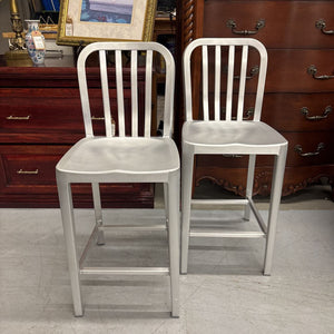 PAIR of Indoor/ Outdoor Crate & Barrel Delta Aluminum Counter Stools