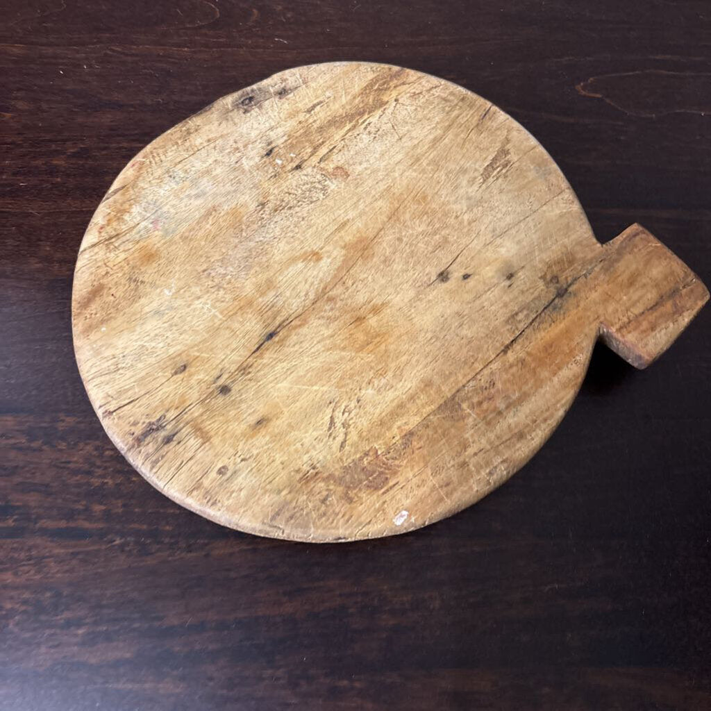 Antique Wooden Round Serving Tray Platform