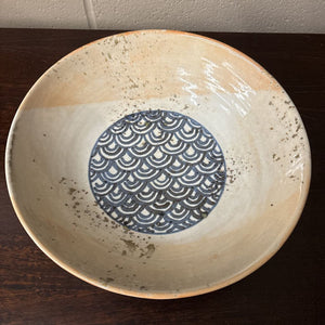Handcrafted Earthenware White & Blue Serving Bowl