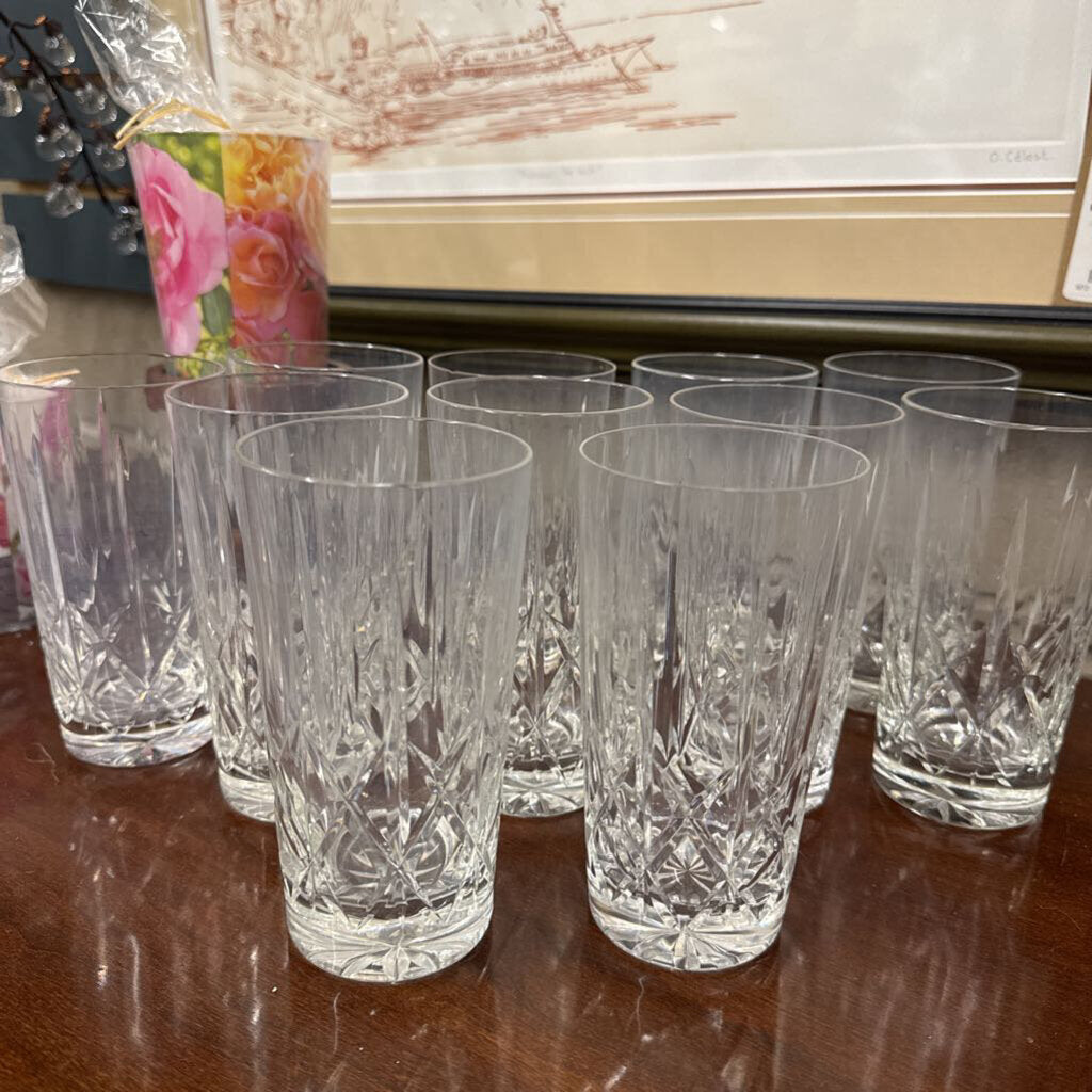 Cut Crystal Tall Rock Glasses - SET OF 10