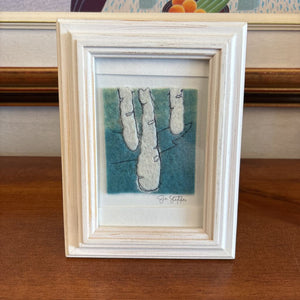 White Framed 4x6 Hand Felted Artwork by Kingston Artist Sue Steffes