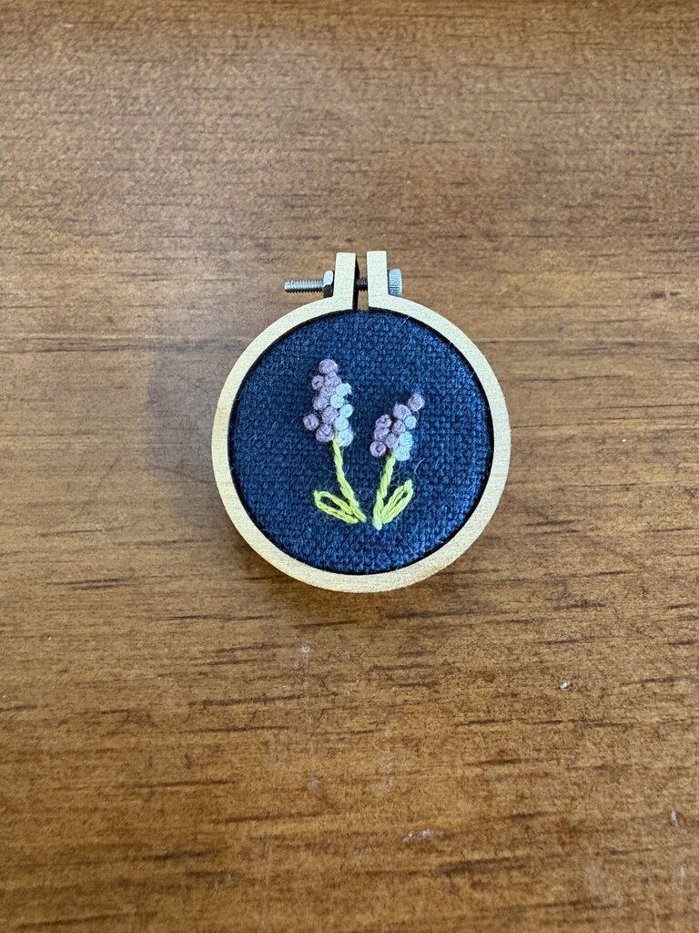 Handmade Embroidered Lavender Brooch-Made in Kingston