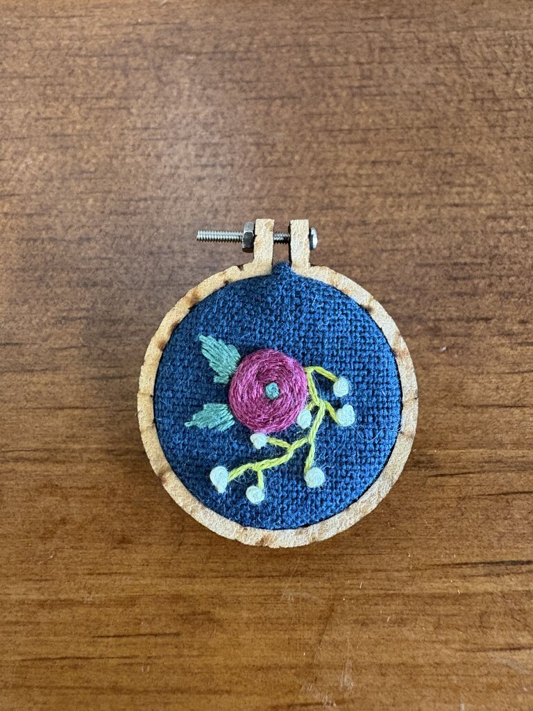 Handmade Embroidered Floral Brooch-Made in Kingston