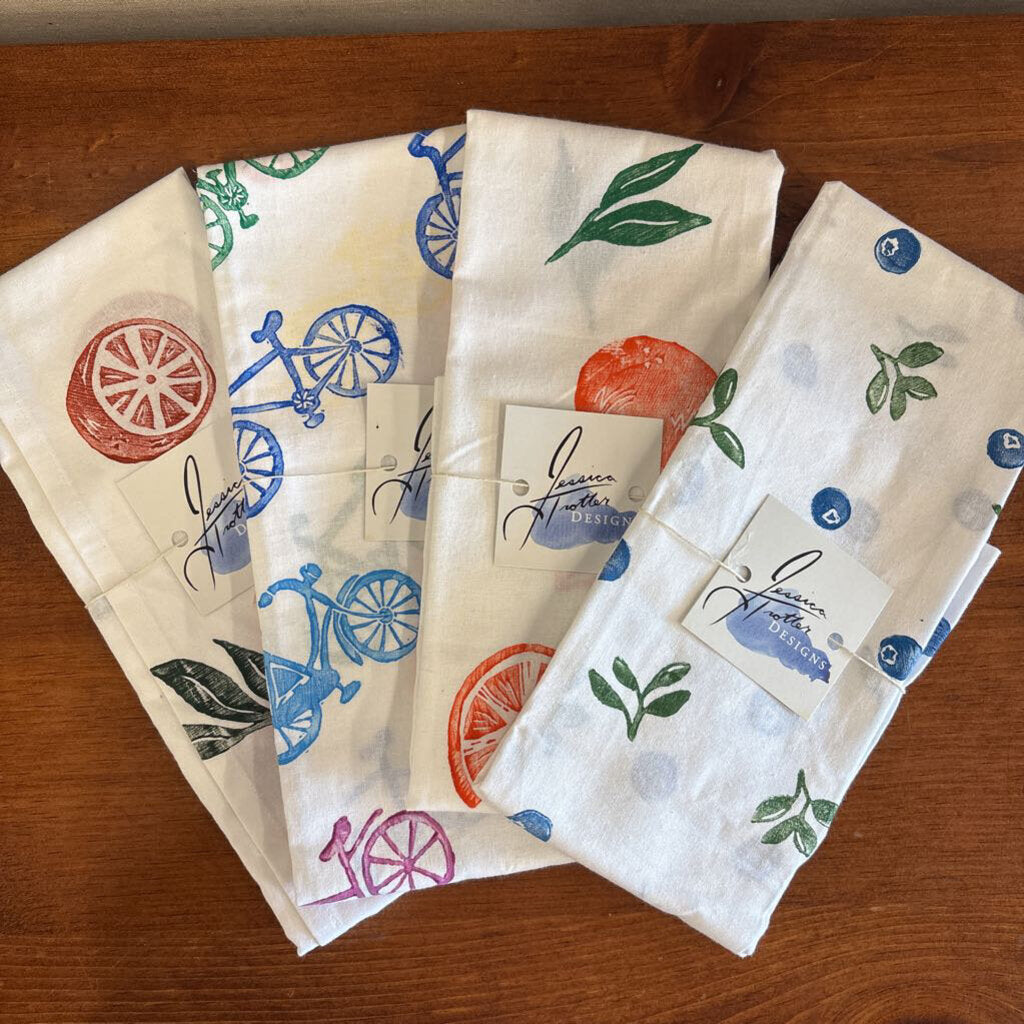 NEW Hand Printed Cotton Tea Towel- Made in Kingston