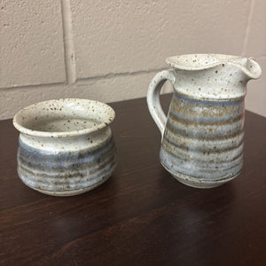 Grey Earthenware Creamer & Sugar Bowl-Condition Noted
