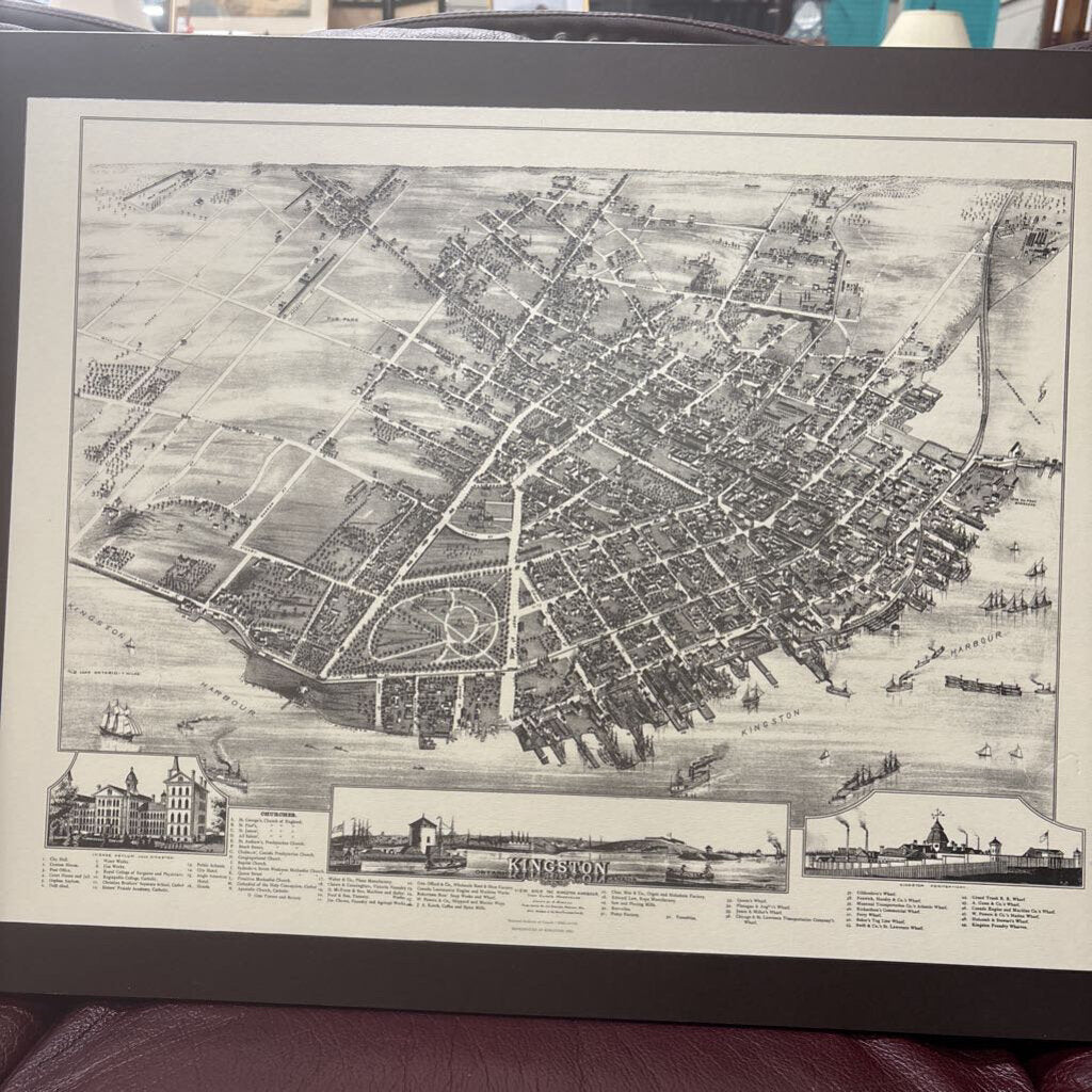 1875 Birds Eye View Map of Kingston