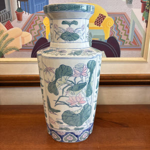Late 19th Century Chinese Porcelain Pastel Lily Pad Vase