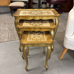 SET of 3 Italian Gold Gilded Wood Florentine Nesting Tables